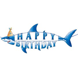 Shark Happy Birthday Banner - Shark Party Decorations for Kids Boys Pre-strung Shark Birthday Banner Ocean Theme Party Supplies Beach Under The Sea Theme Party Hanging Wall Decor