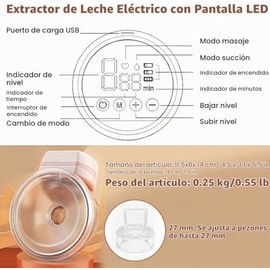 Topretty Extractor de leche portátil eléctrico, extractor de leche materna portátil con manos libres, extractor inalámbrico de leche materna, bomba