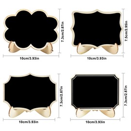 AvoDovA Mini Chalkboard, 20 Pcs Wooden Chalkboard Sign, Mini Blackboard with Stand Retangle Message Board Easel Erasable 4 Shapes Chalk Boards for Party Wedding Birthday School Bar Buffet Event Decor