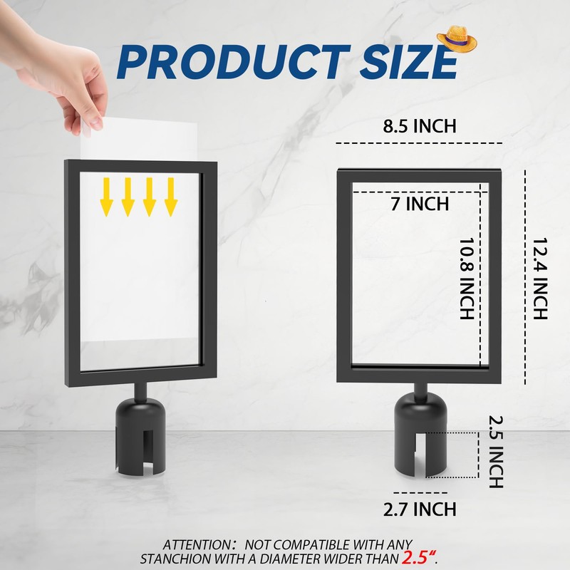 Estleys 3 Pcs Stanchion Sign Holder 8.3 x 11.7, Portrait