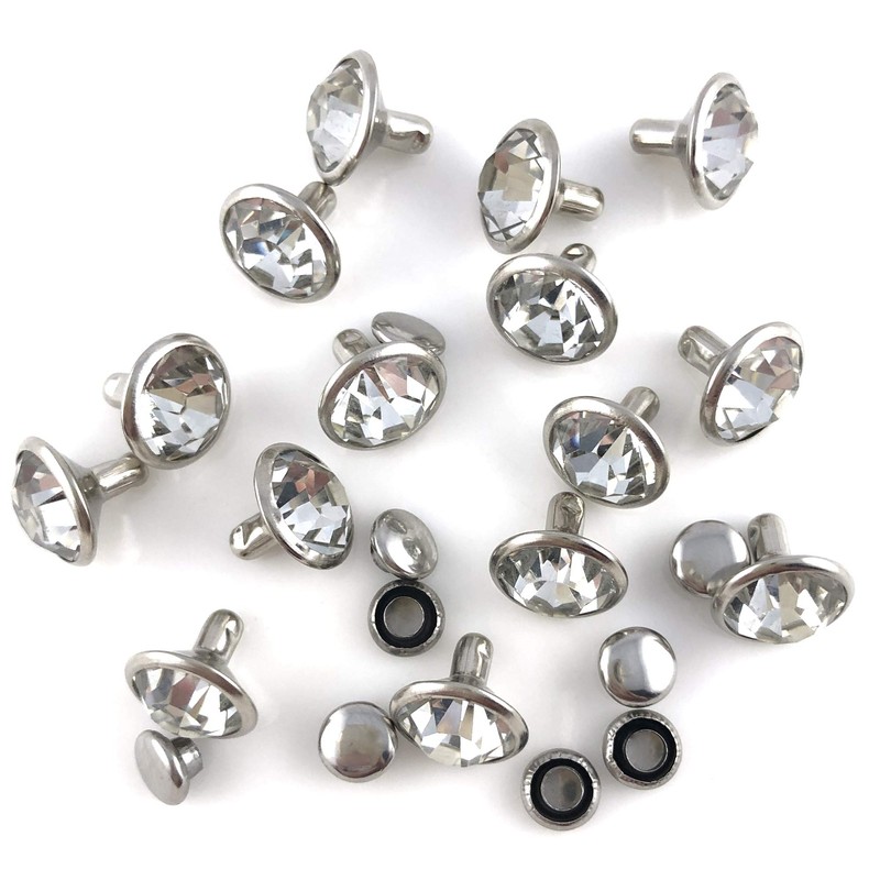 200 Sets Cz White Clear Crystal Rivets Rapid Rhinestone Silver