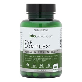 NaturesPlus Bio Advanced Eye Complex Supplement - Vision, Tired and Dry Eyes, UV Blue Lights Support - Lutein, Vitamin A, C, E, Zinc, Botanicals - Vegan, Gluten Free - 60 Capsules