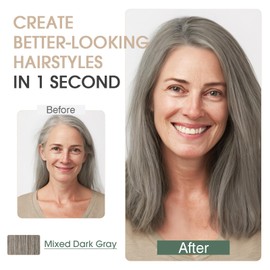 S-noilite Hair Toppers for Women Real Human Hair, 100% Real Human Hair Toppers for Women for Thin Hair 2.25"*6" Lace Silk Base 12 inch (Mixed Dark Gray)