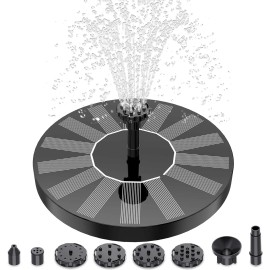 AISITIN Solar Bird Bath Fountain Pump – 6 Nozzles, 1.5W, Solar Powered for Garden, Pond