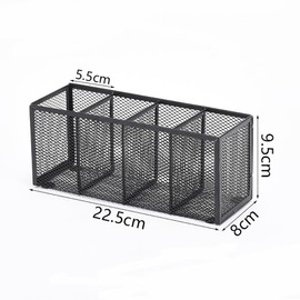 Portalápices de Malla Negro, Organizador de Escritorio Pequeño Soporte de Almacenaje para Material de Oficina Pinceles Organizador, 4 Compartimentos para Casa Escuela Oficina