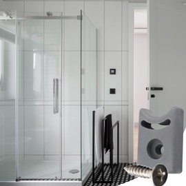 Shower Door Stopper with Screw 4 Sets Pre-drilled Replacement Sliding Door Stopper Protective Anti-Collision Block Shower Accessories Sliding Door Stopper Floor Door Stopper Shower Accessories Rubb