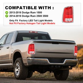 CROSSDESIGN LED Tail Light Assembly Compatible with Dodge Ram 1500 2013-2018 & Dodge Ram 2500 3500 2014-2018 & 1500 Classic 2019-2022 Left Driver Side Rear Light