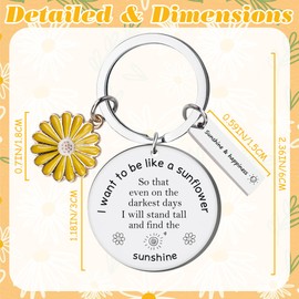 Sunflower Keychain Inspirational Gifts for Women - I Want To Be Like A Sunflower Spiritual Keychains Gift for Girls Boys, Keyring for Student Teacher, Key Ring for Sister Daughter, Charm Christmas