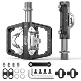 CXWXC - Pedales de bicicleta de montaña compatibles con tacos Shimano SPD, pedal de doble cara y clip, plataforma de bicicleta de 9/16 pulgadas y pedales sin clip para carretera, MTB y bicicletas