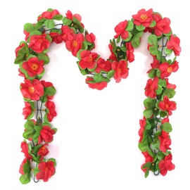 Bicycle Garland Artificial Flower Garland Approx. 130 cm to Decorate Your Bicycle or Home (Red - Flowers)