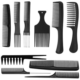 10 Pieces Hair Comb Set, Professional Salon Hair Styling Barber Combs Plastic Fine and Wide Tooth Hair Combs Teasing Comb Dressing Combs for Men and Women