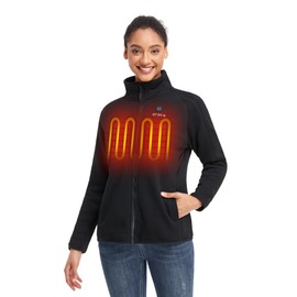 ORORO Women’s Heated Jacket-Full Zip Fleece Jacket with Battery Pack (M, Black)