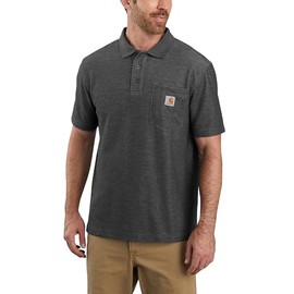 Carhartt Men's Loose Fit Midweight Short-Sleeve Pocket Polo, Carbon Heather, Large