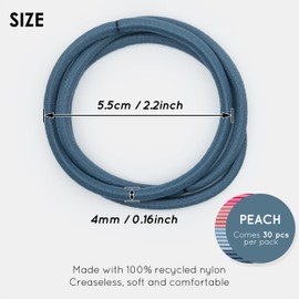 Qooocy No Damage Elastic Hair Ties, 4mm Thick Rubber Bands for Women & Kids, Perfect for Ponytails, Braids & All Hair Types, 30 PCS, Peach