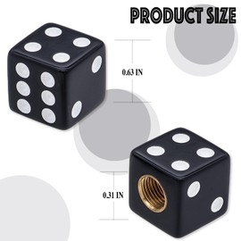MEAJOO 4PCS Dice Tire Valve Stem Caps, Corrosion Resistant Leak-Proof Tire Air Cap Set, Universal Tire Valve Stem Covers for Cars, SUV, Trucks, Bikes, Motorcycles, Bicycles(Black)