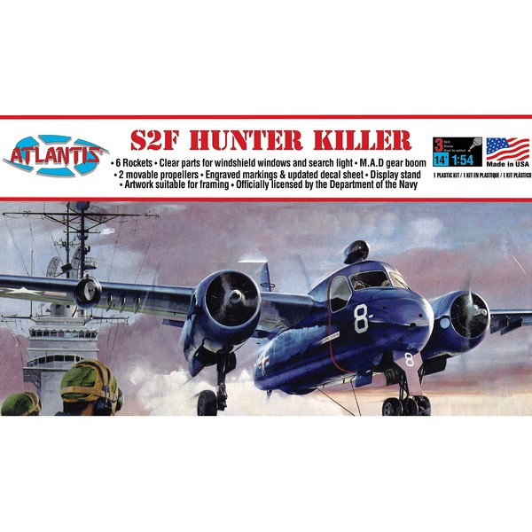 Atlantis S2F Hunter Killer Plastic Model Airplane Kit Toy and Hobby