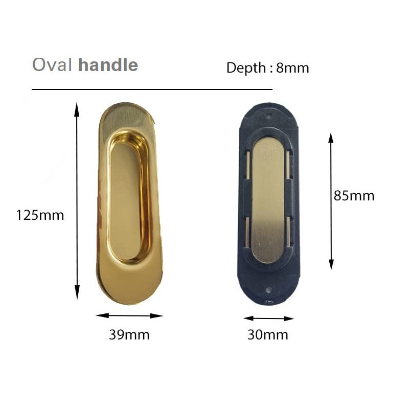 Universal Hardware Oval Pull Finger Recessed Brass Door Handle Recessed