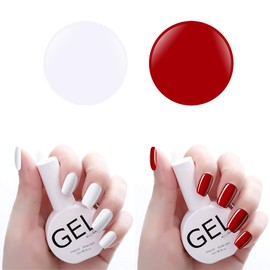 Vishine Soak Off UV LED Gel Nail Polish Duo Set (Snow White & Red)15ML × 2, Nail Art Kit