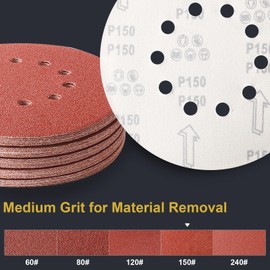 UQIPLB 50 PCS 9 Inch 10 Hole Sanding Discs 150 Grit Hook and Loop Sandpaper for Drywall Sander