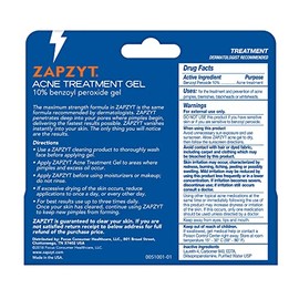 Zapzyt Maximum Strength Acne Treatment Gel with 10% Benzoyl Peroxide