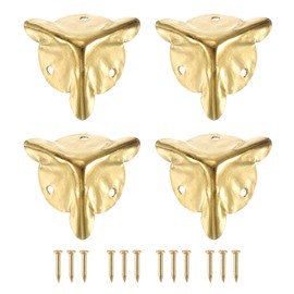 uxcell 12 Pcs Box Edge Guard, 19mm Decorative Box Corner Cover, Corner Protector, Vintage Stair Dust Corners with Screws, Yellow