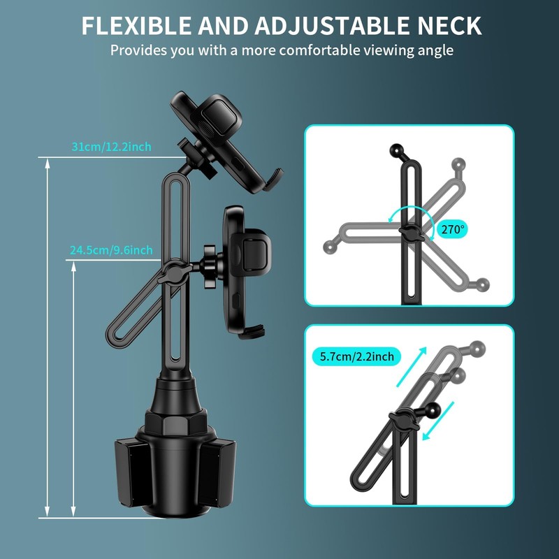 Flaviao Adjustable Cup Phone Holder for Car - 360° Rotation,