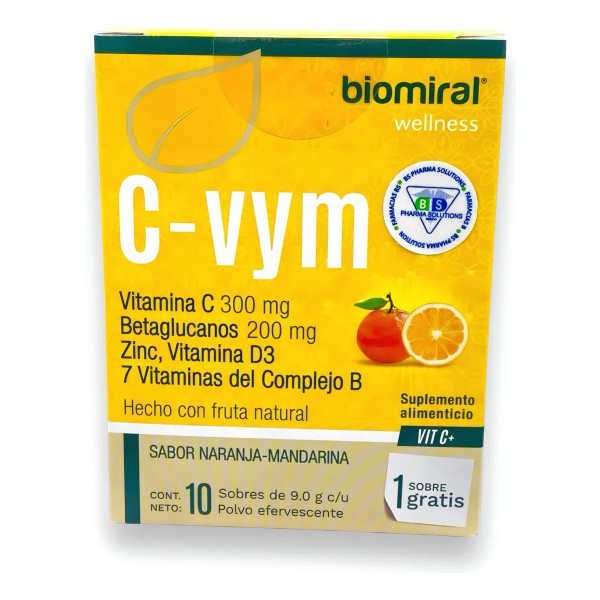 C-vym Polvo Efervescente C/10 Sobres (vitamina C) Sabor Naranja
