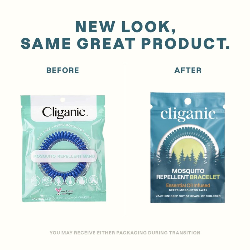 Cliganic 25 Pack Mosquito Repellent Bracelets, DEET-Free Bands, Individually Wrapped