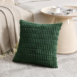 Fancy Homi - Juego de 4 fundas de cojín decorativas para sillón, cama y silla, decoración bohemia y estética, funda de cojín texturizada de pana cómoda, suave y mullida, verde, 40 x 40 cm