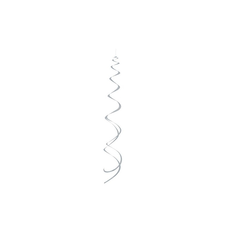 Solid Silver Plastic Hanging Swirl Decorations - 26'', Pack of