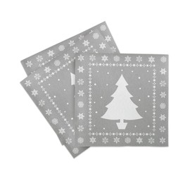 Sovie Home Linclass® Airlaid White Tree Napkin in Silver Christmas Tree Snowflakes 40 x 40 cm Pack of 12
