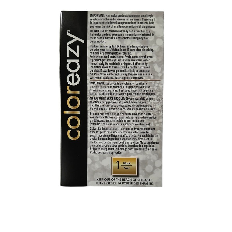 ColorEazy Permanent Cream Hair Color 1 Black - 3.47 oz,(De