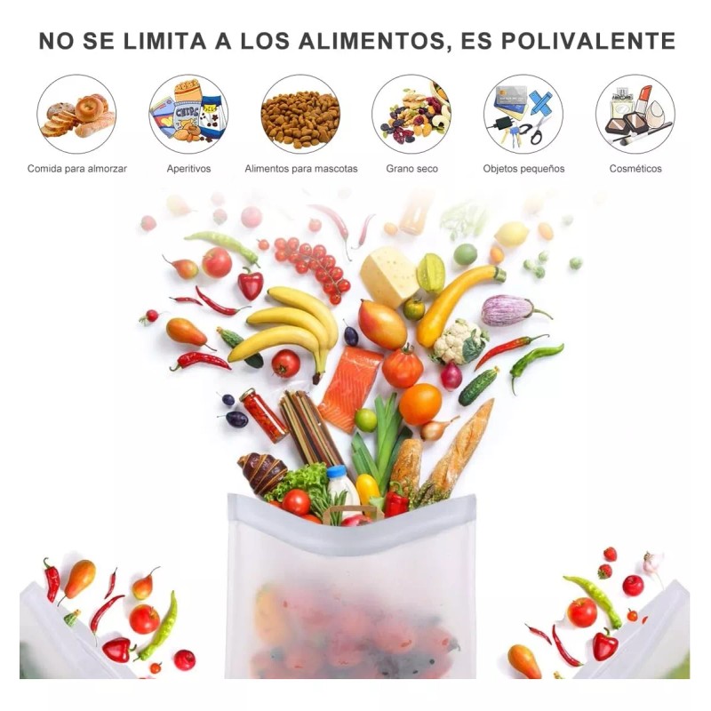 20 Piezas Bolsas Ziploc De Reutilizables Para Alimentos