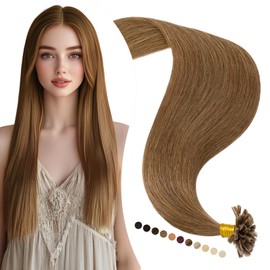 Elailite Bonding Extensions Real Hair Keratin U-Tip Hair Extensions Human Hair 1 g/Strand 45 cm – 50 g #6 Medium Brown