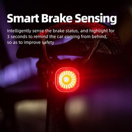XOSS XR01 Smart Bike Tail Light, IPX6 Waterproof Brake Sensing Rear Lights, USB-C Rechargeable Auto ON/Off Bike Brake Light