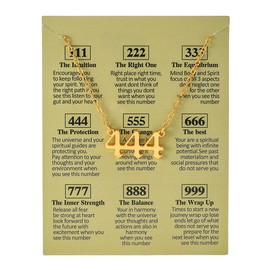 LANCHEN Angel Numbers Necklace 111 222 333 444 555 666 777 888 999 Old English Numerology Numbers Necklace Gold Minimalist Pendant, Stainless Steel