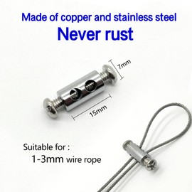 20 Pieces of M4 Wire Rope Clamps, 1/8 inch Rope, Made of Copper and Stainless Steel, Suitable for Outdoor Hanging, Reusable, and Never rusts.