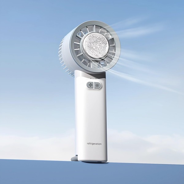 Handheld Fan with Ice Cooling, USB Rechargeable 3 Speeds Low