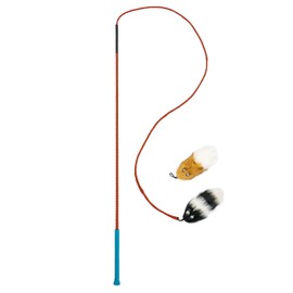 Outward Hound Tail Teaser Interactive Dog Wand Toy with Squeaky Plush Teaser and Crinkle Sounds for Active Play, Large, Multicolored