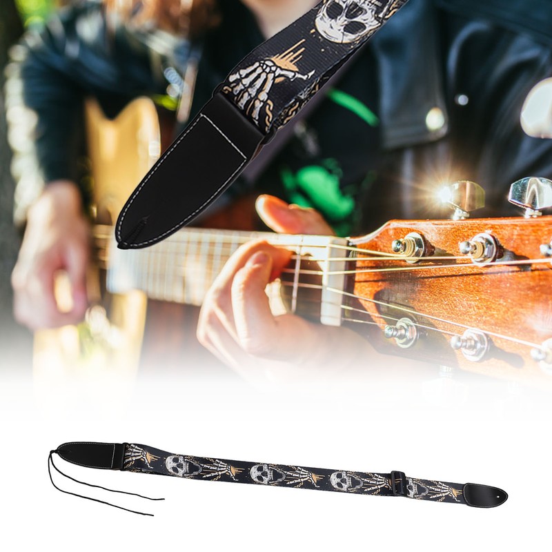 Guitar Strap Cool Skeleton Design Adjustable 2 Inches Wide Polyester