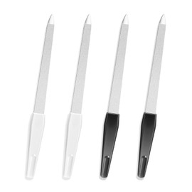 4 Pcs Metal Nail Files, Double Sided Grit Nail File with Anti Slip Handle, Multifunction Finger Nail Filers for Home Salon Use