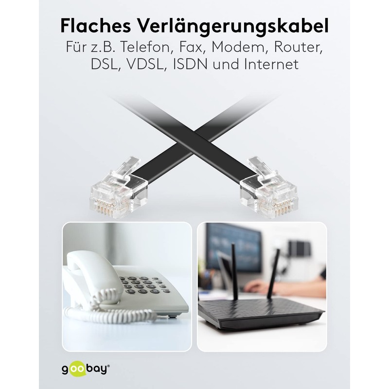 Goobay Western cable 2xRJ12 modular plug 6 pin 1:1