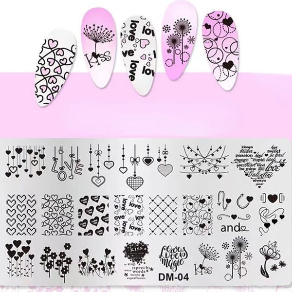 RUNRAYAY Nail Art Image Stamping Plates, Valentine'S Day Love Heart