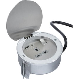 Knightsbridge Recessed 13A 1G Socket with Dual USB A+C [5V DC 4.0A shared] - Stainless Steel