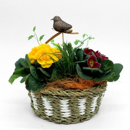 Decorative Flower Stake Glitter Bird Brown 6 x 25 cm Pack of 12