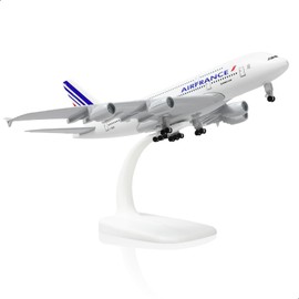 QIYUMOKE A380 France 1/300 Die-cast Metal Airplane Model -A380 Sky Jumbo Airbusa380 Model Plane with Stand (7.5 inches Long) for Aviation Enthusiast Gift or Display Decorations