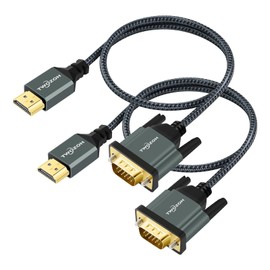 Twozoh Cable HDMI a VGA 1M 2 Unidades, Carcasa de aleación de Aluminio Nailon Trenzado y Chapado en Oro Compatible con HDMI VGA 1080 P/60Hz para Computadora, Portátil, PC, Monitor