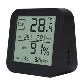 Thermometer, Hygrometer Timer, Doppelseitiges LCD-Touchscreen-Raumthermometer und Luftbefeuchter mit Küchentimer für Küche, Wohnzimmer (BLACK)