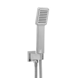 ENKI, EO008, Concealed Handshower Kit incl. Square Handset, Shower Hose and Shower Outlet with Shower Head Holder in Solid Brass, Chrome