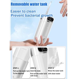 Jet Dentaire Hydropulseur Portable, 300 ml Water Flosser with 5 Modes de Pression d'eau et 4 Embouts Remplaçables Étanche IPX7 Pour La Maison et Les Voyages